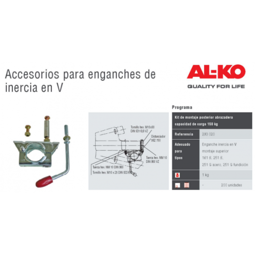 kit montaje posterior con abrazadera 293020