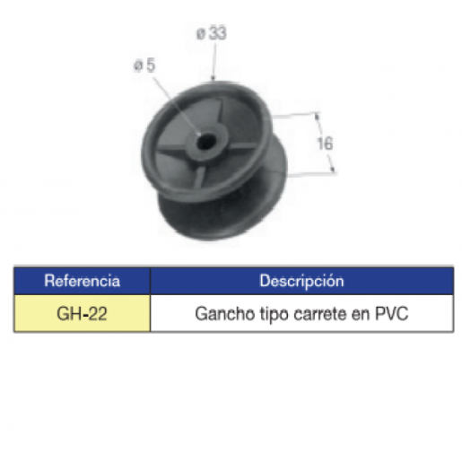 Gancho tipo carrete en PVC GH-22